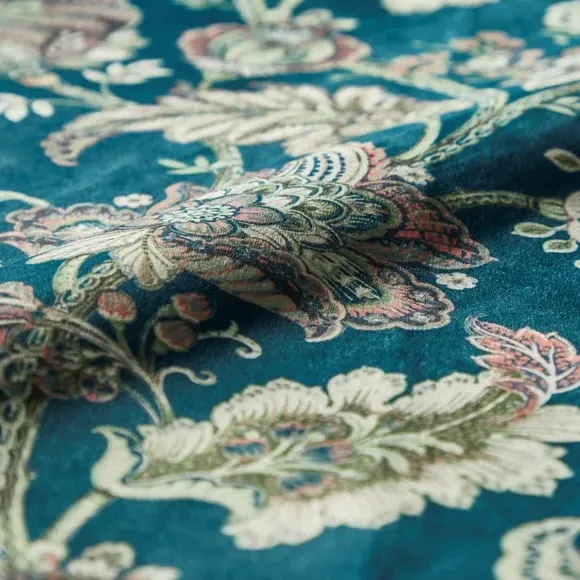 Floral Cushion Cover - Teal, Polyester