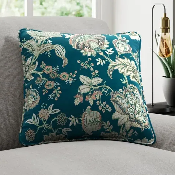 Floral Cushion Cover - Teal, Polyester