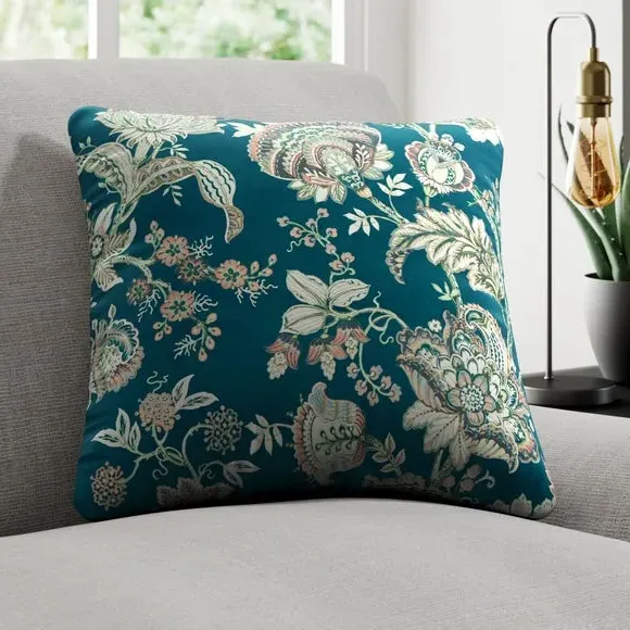Floral Cushion Cover - Teal, Polyester