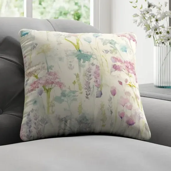 Floral Cushion Cover - Violet, Cotton Linen