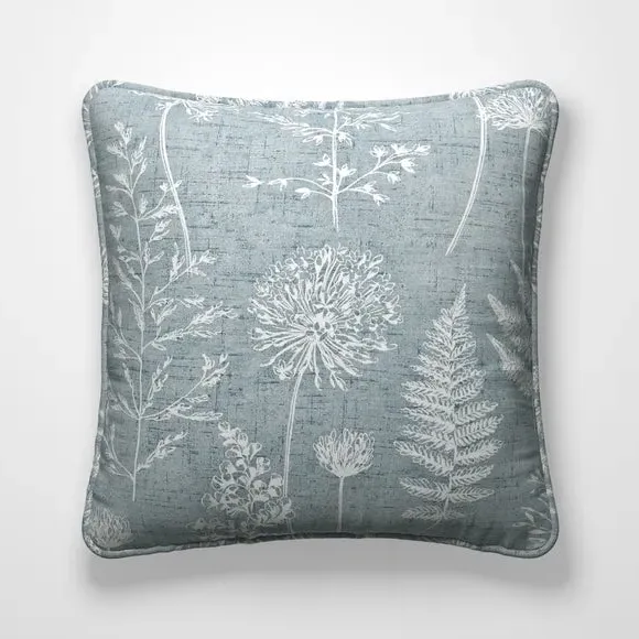 Floral Cushion Cover with Piped Edge - Blue