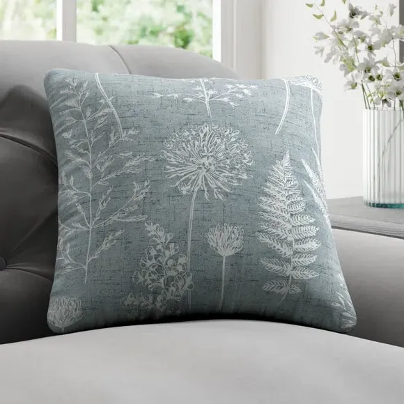 Floral Cushion Cover with Piped Edge - Blue image