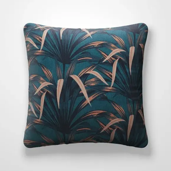 Floral Cushion Cover with Piped Edge - Lagoon