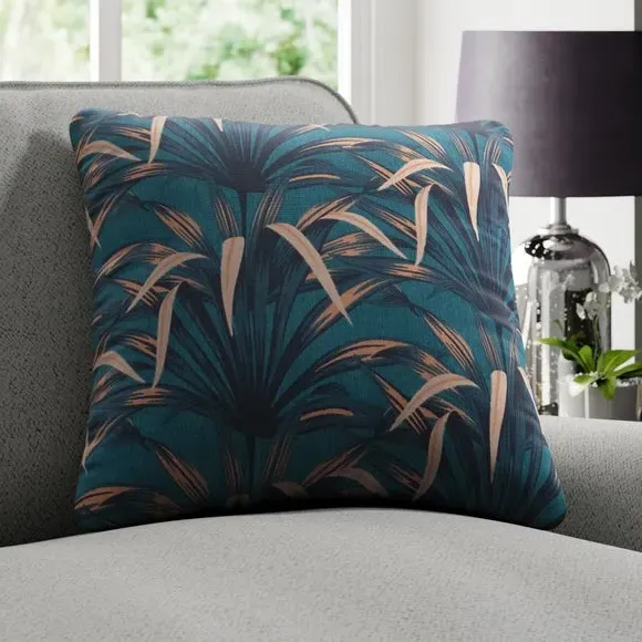 Floral Cushion Cover with Piped Edge - Lagoon image