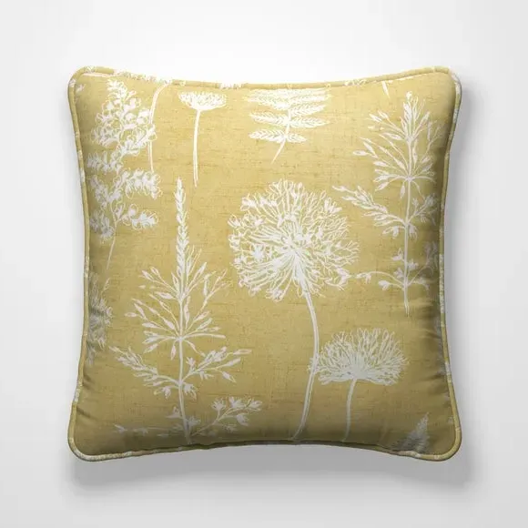 Floral Cushion Cover with Piped Edge - Mustard