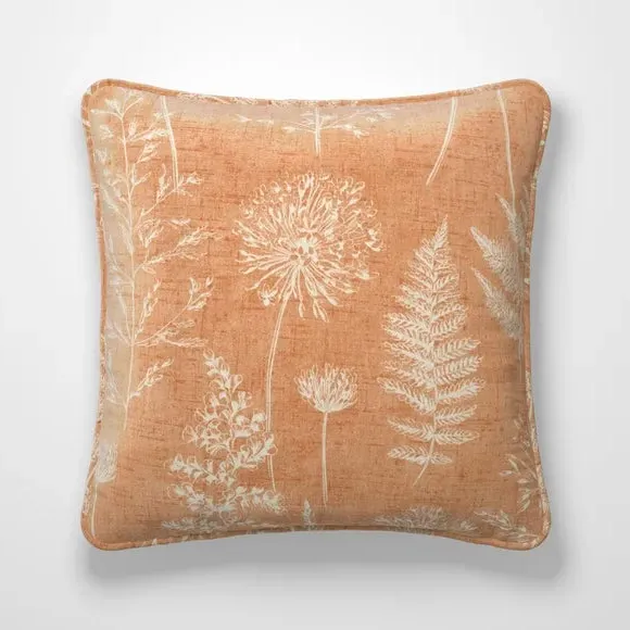 Floral Cushion Cover with Piped Edge - Orange