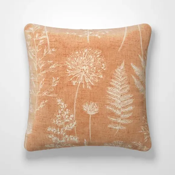 Floral Cushion Cover with Piped Edge - Orange