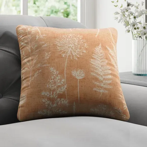Floral Cushion Cover with Piped Edge - Orange