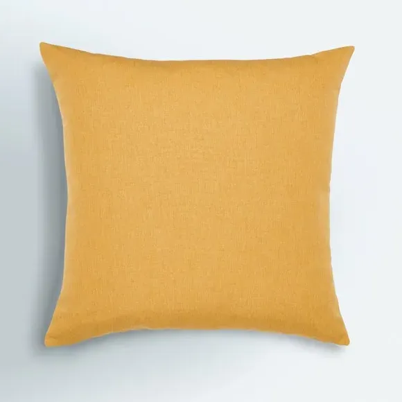 Floral Cushion with Embroidery - Ochre