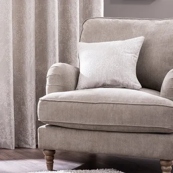 Floral Cushion with Piped Edge - Natural, Jacquard image
