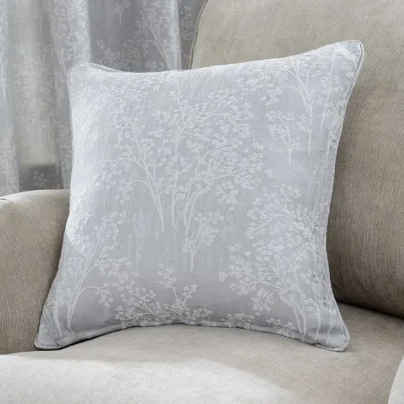 Floral Cushion with Piped Edge - Seafoam, Jacquard