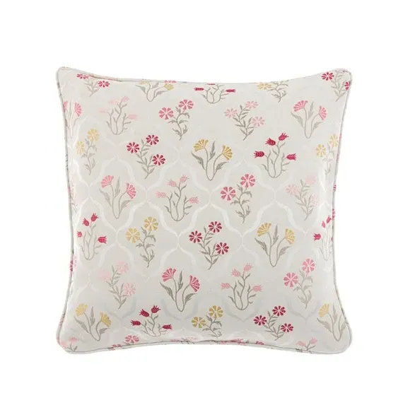 Floral Cushion with Piped Edging - Pink, Jacquard