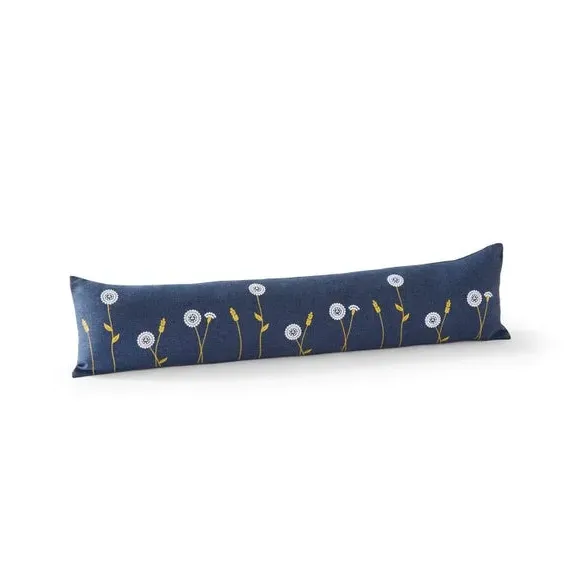 Floral Draught Excluder with Frills - Navy image