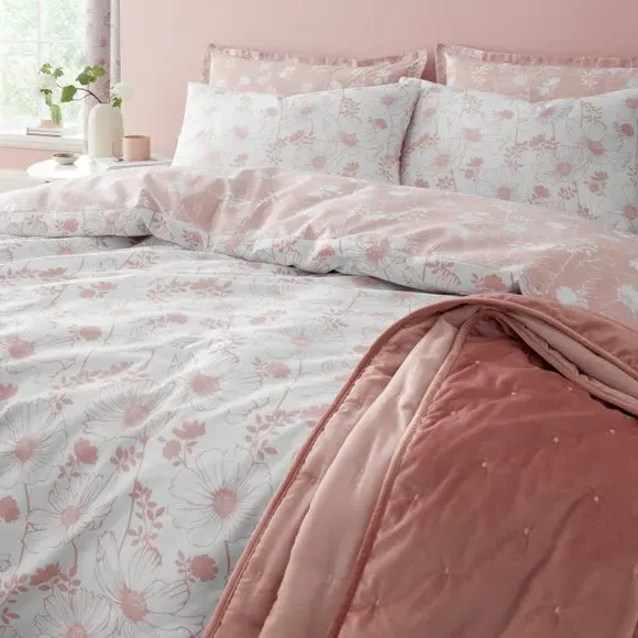 Floral Duvet Cover & Pillowcase Set - Blush