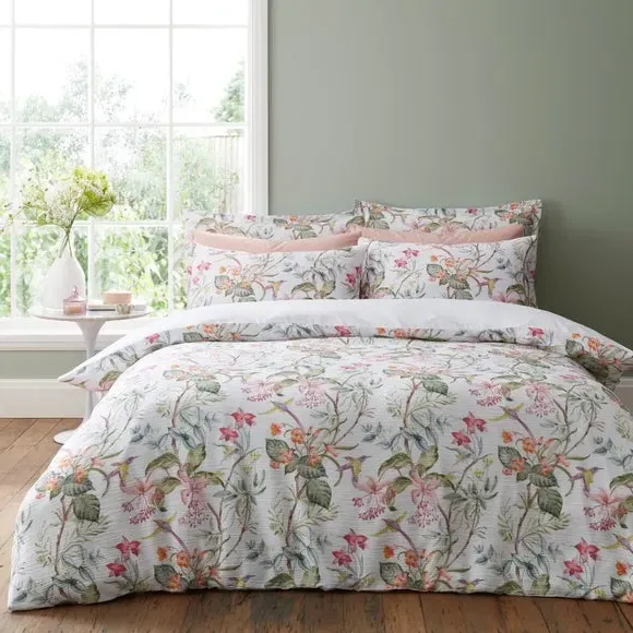 Floral Duvet Cover & Pillowcase Set - Blush, Polyester