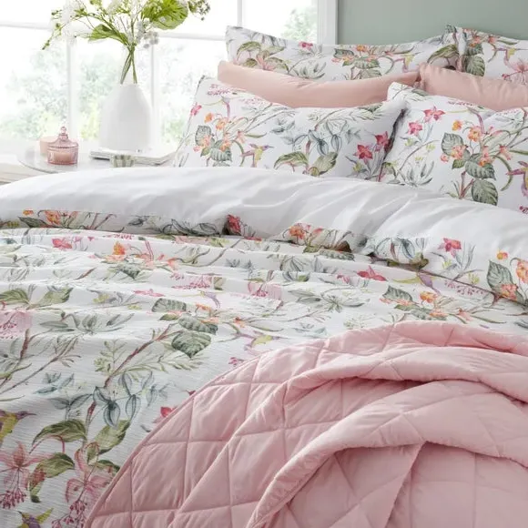 Floral Duvet Cover & Pillowcase Set - Blush, Polyester