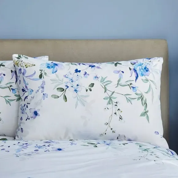 Floral Duvet Cover Set - Blue, Polycotton