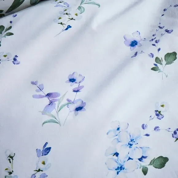 Floral Duvet Cover Set - Blue, Polycotton