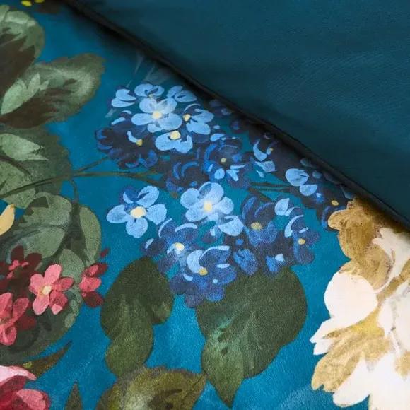 Floral Duvet Cover Set - Blue, Velvet