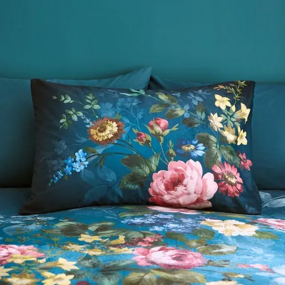 Floral Duvet Cover Set - Blue, Velvet