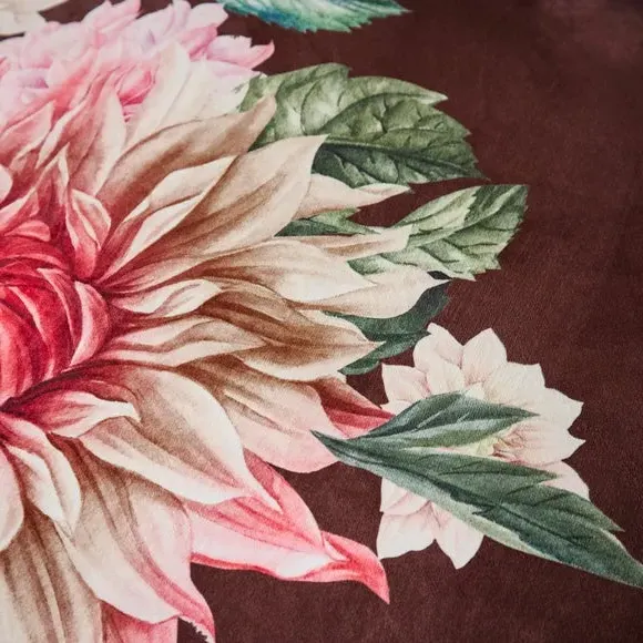 Floral Duvet Cover Set - Brown, Velvet