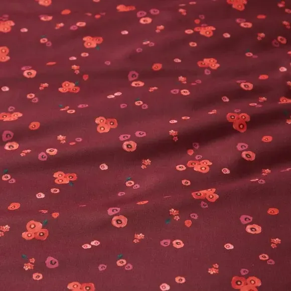 Floral Duvet Cover Set - Burgundy, Polycotton