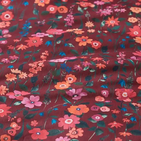 Floral Duvet Cover Set - Burgundy, Polycotton