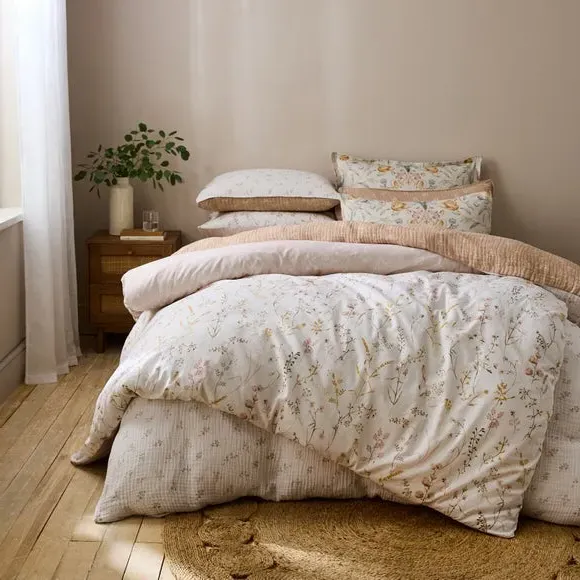 Floral Duvet Cover Set - Natural, Cotton Muslin