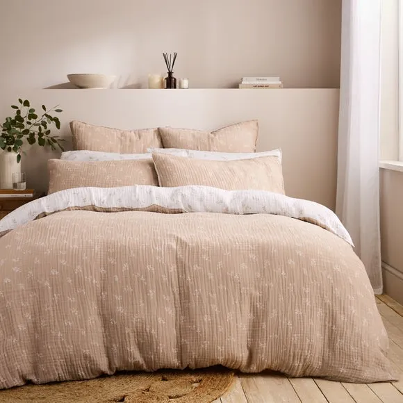 Floral Duvet Cover Set - Natural, Cotton Muslin
