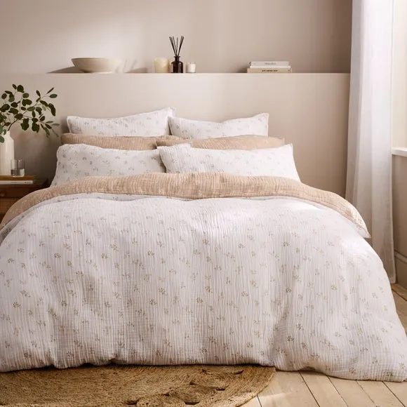 Floral Duvet Cover Set - Natural, Cotton Muslin image