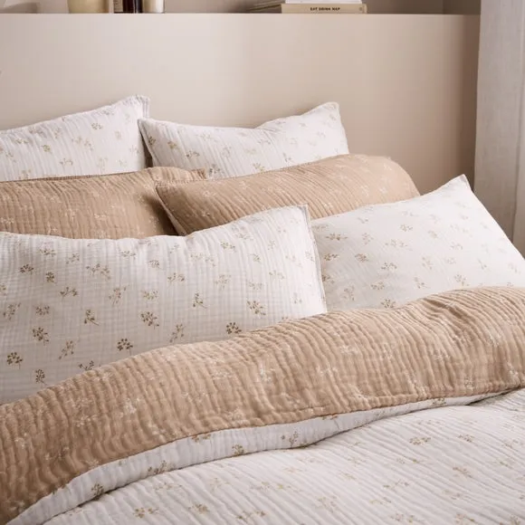 Floral Duvet Cover Set - Natural, Cotton Muslin