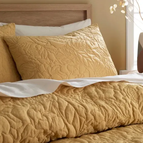 Floral Duvet Cover Set - Ochre, Microfiber