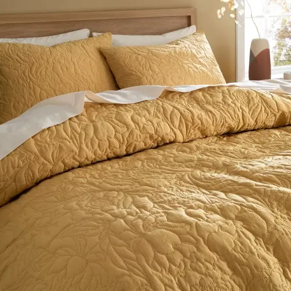 Floral Duvet Cover Set - Ochre, Microfiber