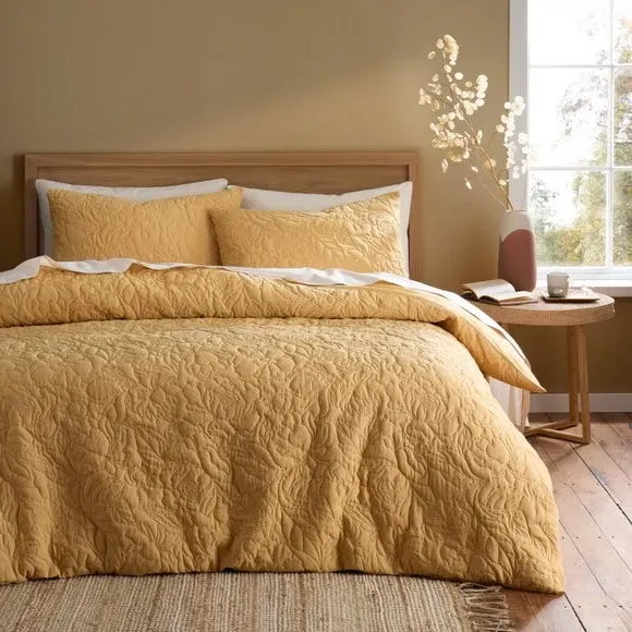 Floral Duvet Cover Set - Ochre, Microfiber