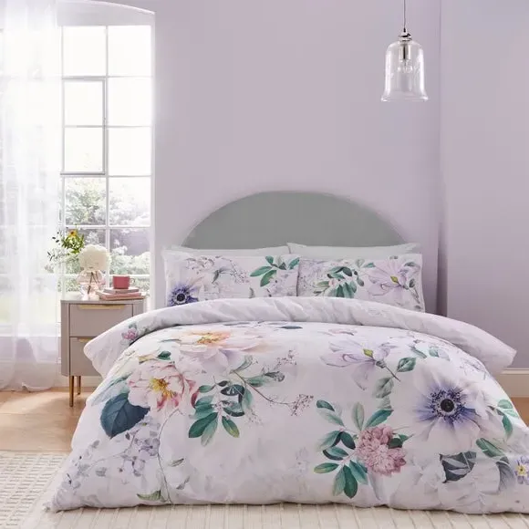 Floral Duvet Cover Set - Off-White, Cotton Sateen image