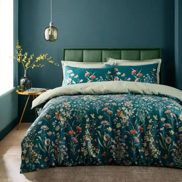 Floral Duvet Cover Set - Peacock, Velour image