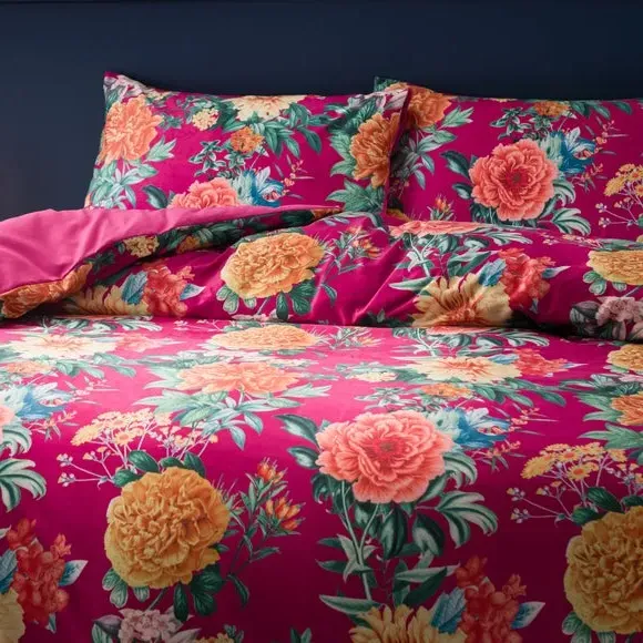 Floral Duvet Cover Set - Pink, Velour
