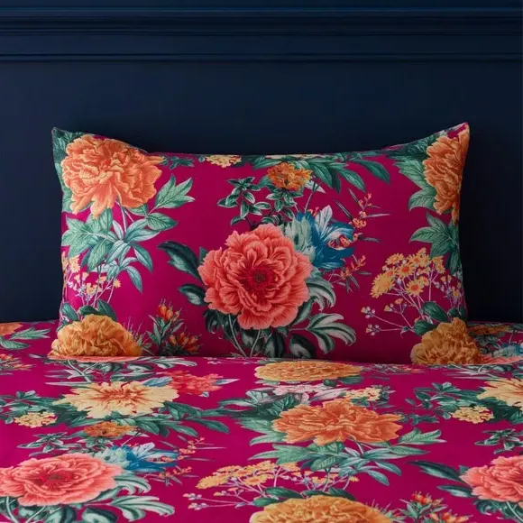 Floral Duvet Cover Set - Pink, Velour