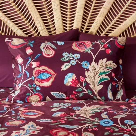 Floral Duvet Cover Set - Purple, Velvet