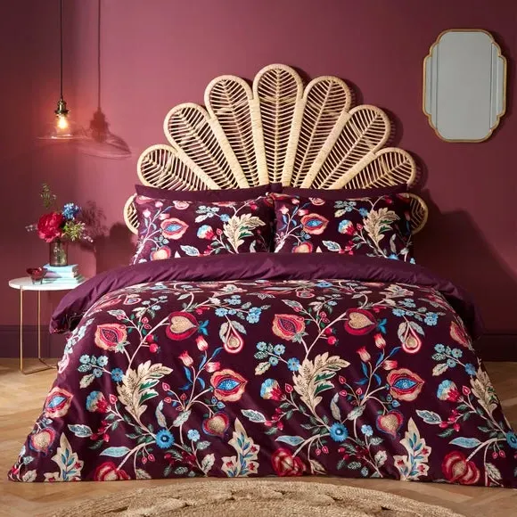 Floral Duvet Cover Set - Purple, Velvet