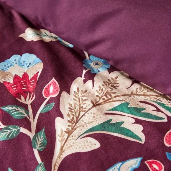 Floral Duvet Cover Set - Purple, Velvet