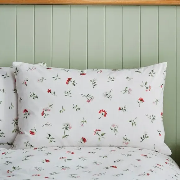 Floral Duvet Cover Set - Red, Cotton