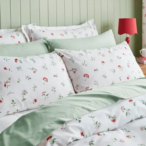 Floral Duvet Cover Set - Red, Cotton