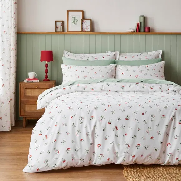 Floral Duvet Cover Set - Red, Cotton