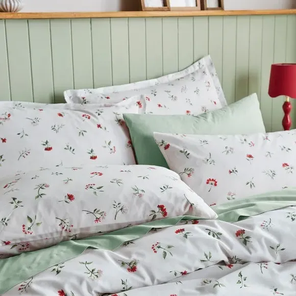 Floral Duvet Cover Set - Red, Cotton
