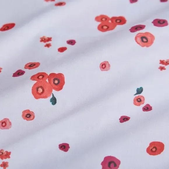 Floral Duvet Cover Set - Red, Polycotton