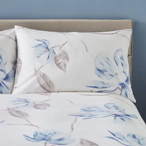 Floral Duvet Cover Set Reversible - Blue, Cotton
