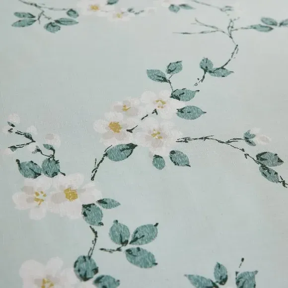 Floral Duvet Cover Set Reversible - Duck Egg, Polycotton