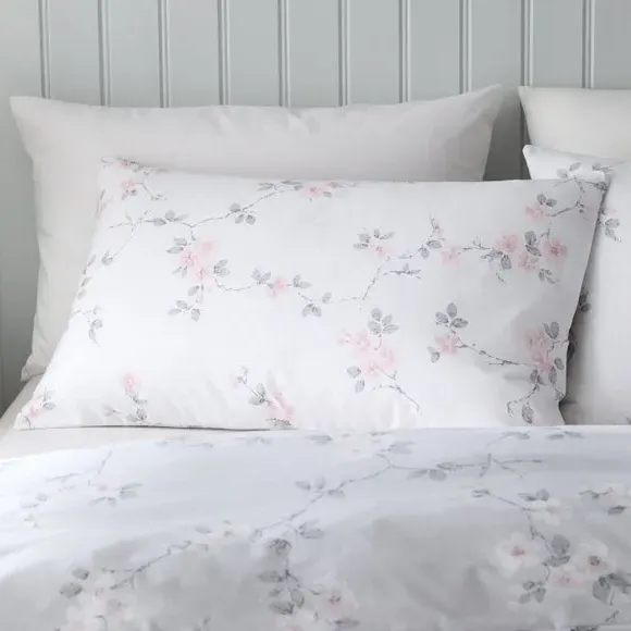 Floral Duvet Cover Set Reversible - Grey, Polycotton