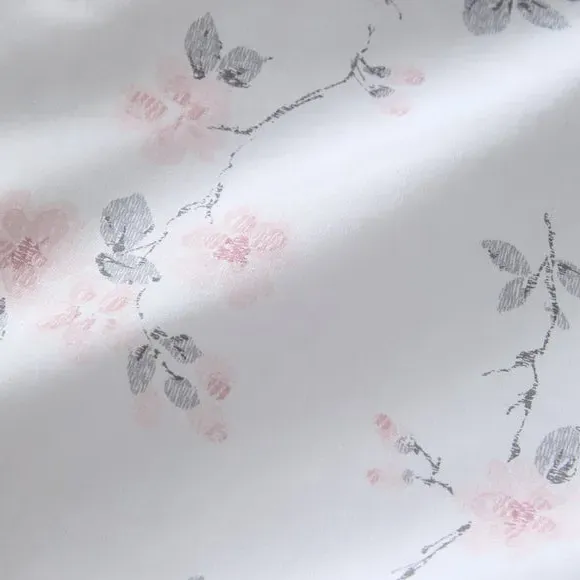 Floral Duvet Cover Set Reversible - Grey, Polycotton